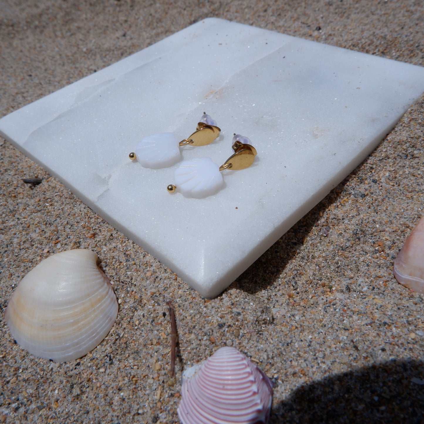 White Shell Earings