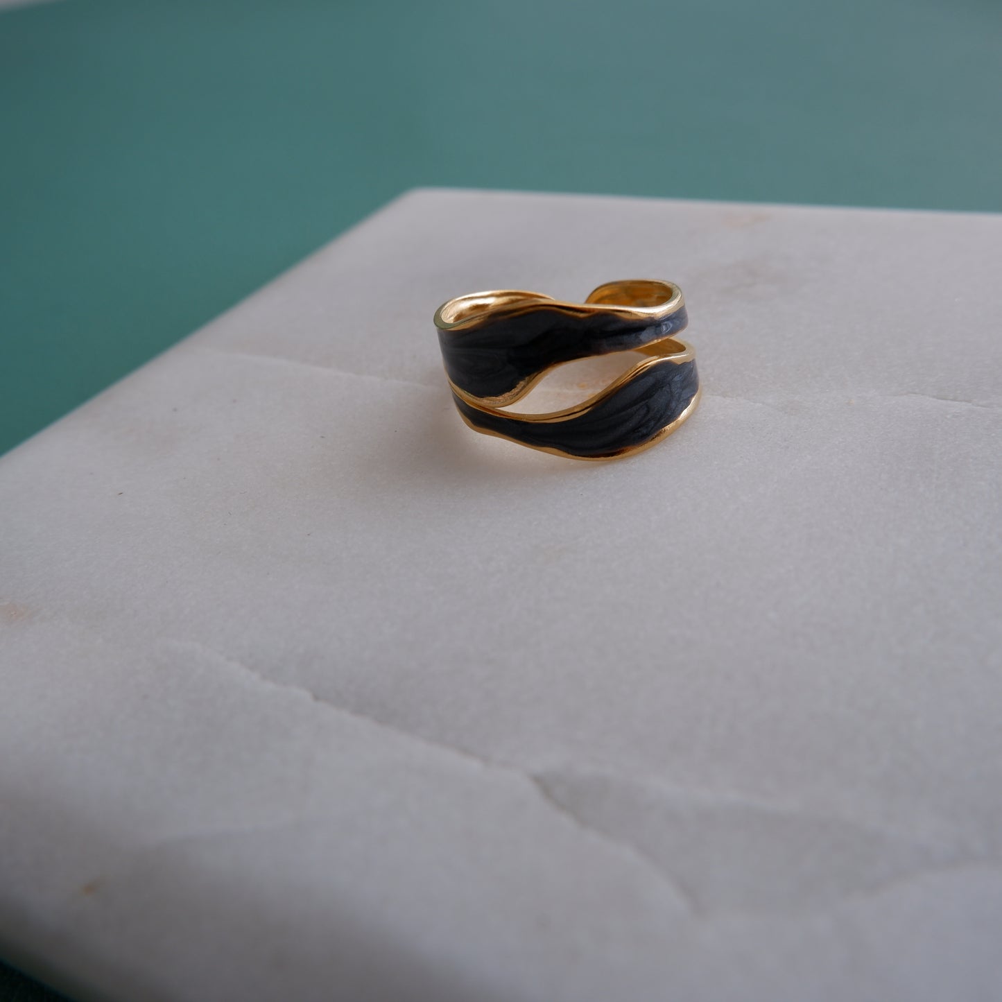 Ebony Waves Ring